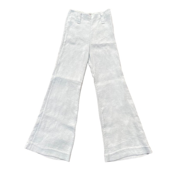 STAUD Bernard Textured Light Blue High Rise Wide Flare Leg Pants 6, S/M Waist 28 - Picture 4 of 13